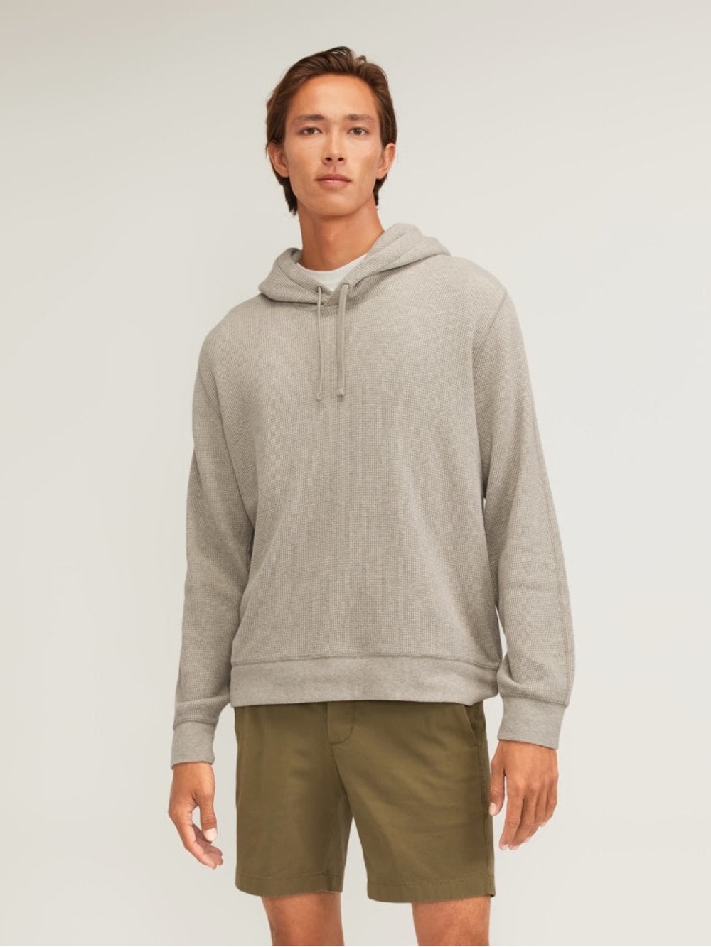 Everlane The Waffle Knit Hoodie in Beige Size Large 100% Organic Cotton Casual